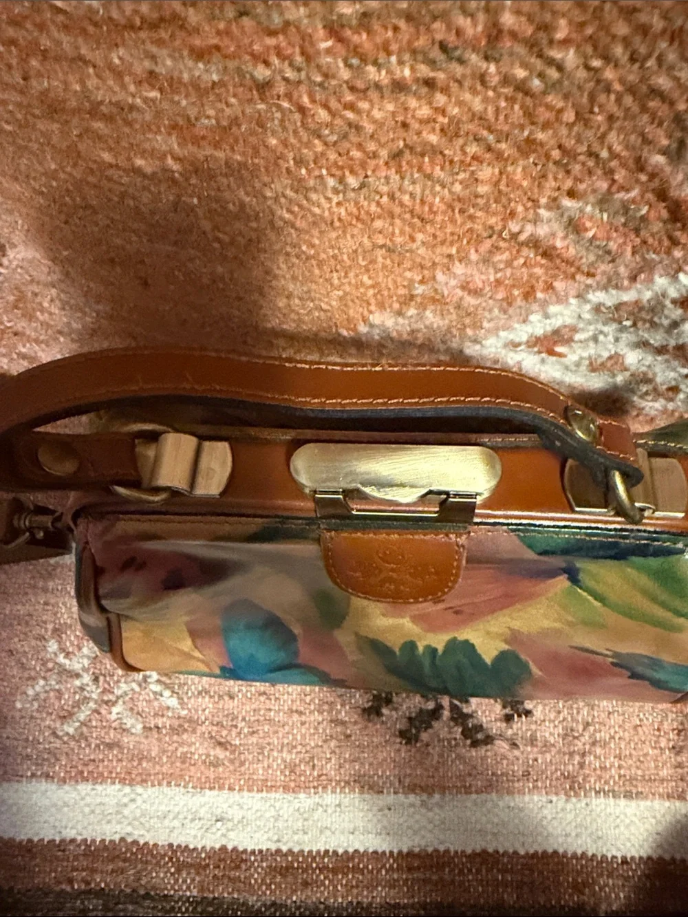 Patricia Nash Gracchi Watercolor Leather Satchel Purse Crossbody Handbag
